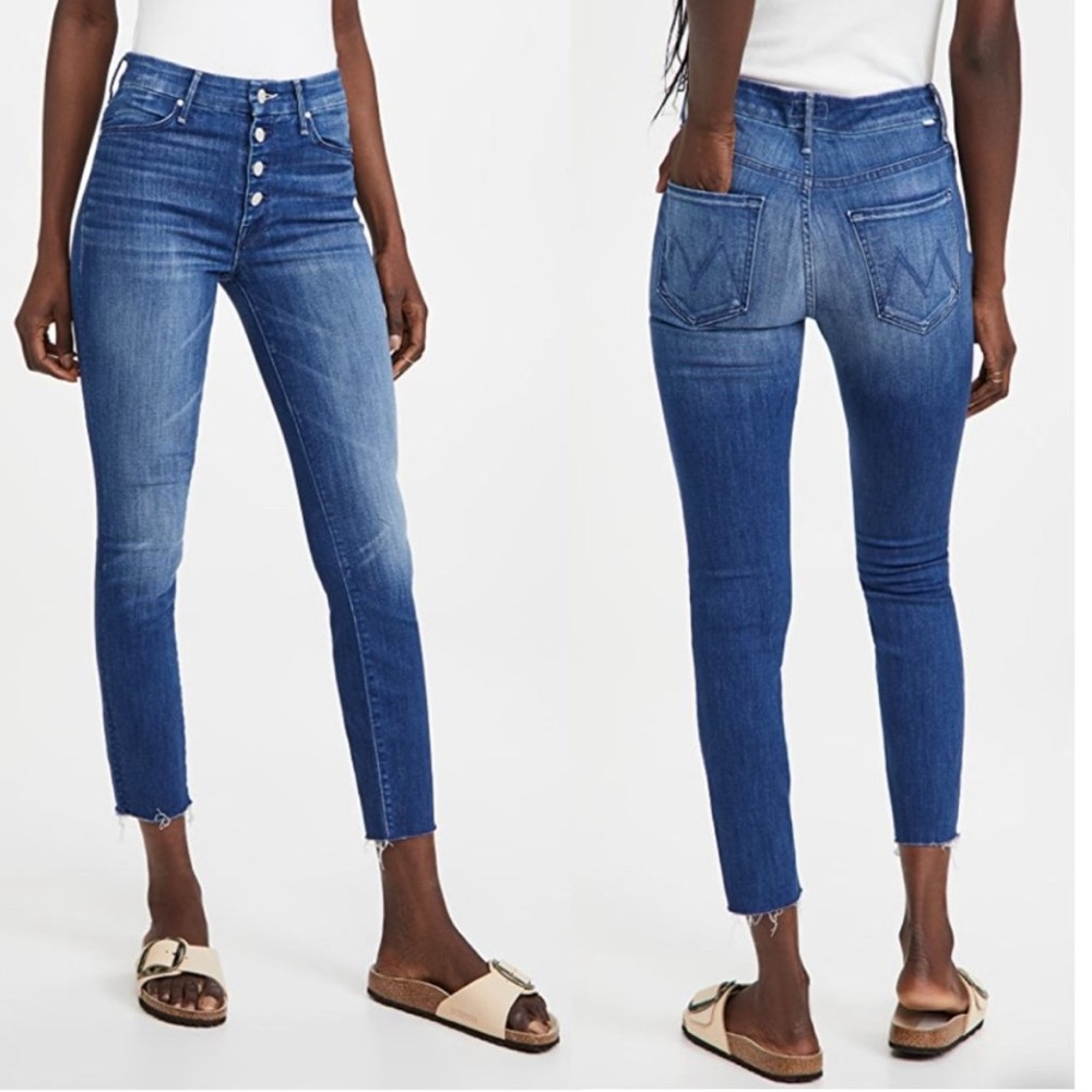 Mother‎ Womens Pixie Ankle Fray Hem Straight Blue Jeans NWT Size 25